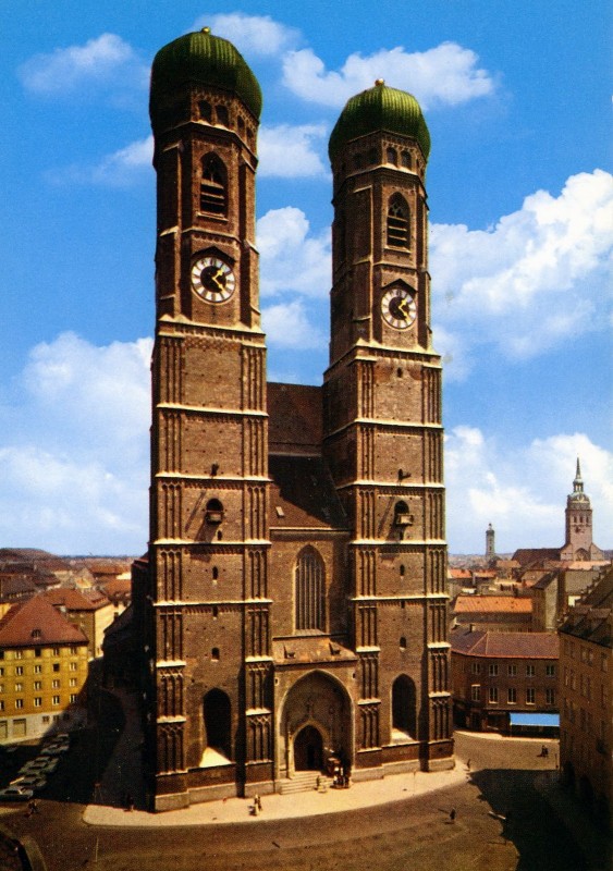 Postcard of Frauenkirche   from my Scrapbook 1969-70 "Ein Jahr im München" 