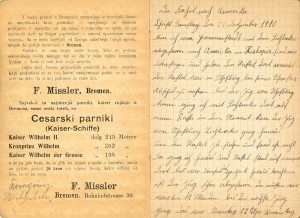 First page of Josef Gärtz's diary on right; lower left he wrote "Kronprinz Wilhelm" see detail