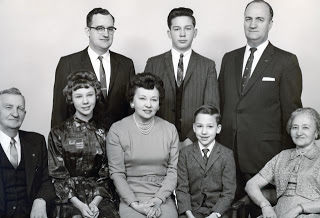 Standing: Dad, Paul, Uncle Bill. Seated: Grandpa (Josef), me, Mom Billy Grandma (Lisi)