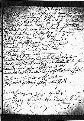 Birth Registration 10 October, 1769 for Johannes Michael Görz