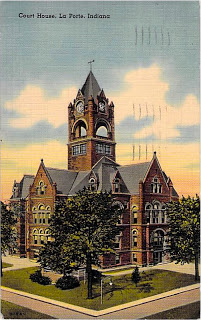 La Porte, IN Courthouse postcard Fred sent to his family