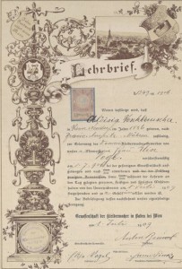 Alöisia Woschkeruscha's Lehrbrief—like a diploma 7/1/1909
