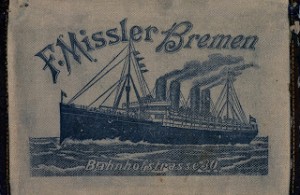 Missler Wallet with Josef's Gärtz's diary inside. Note: "Missler" was a ticket agent in Bremen, Germany, but for years people thought it was the name of this "ghostship." Scroll down to the "Missler" link to learn more.